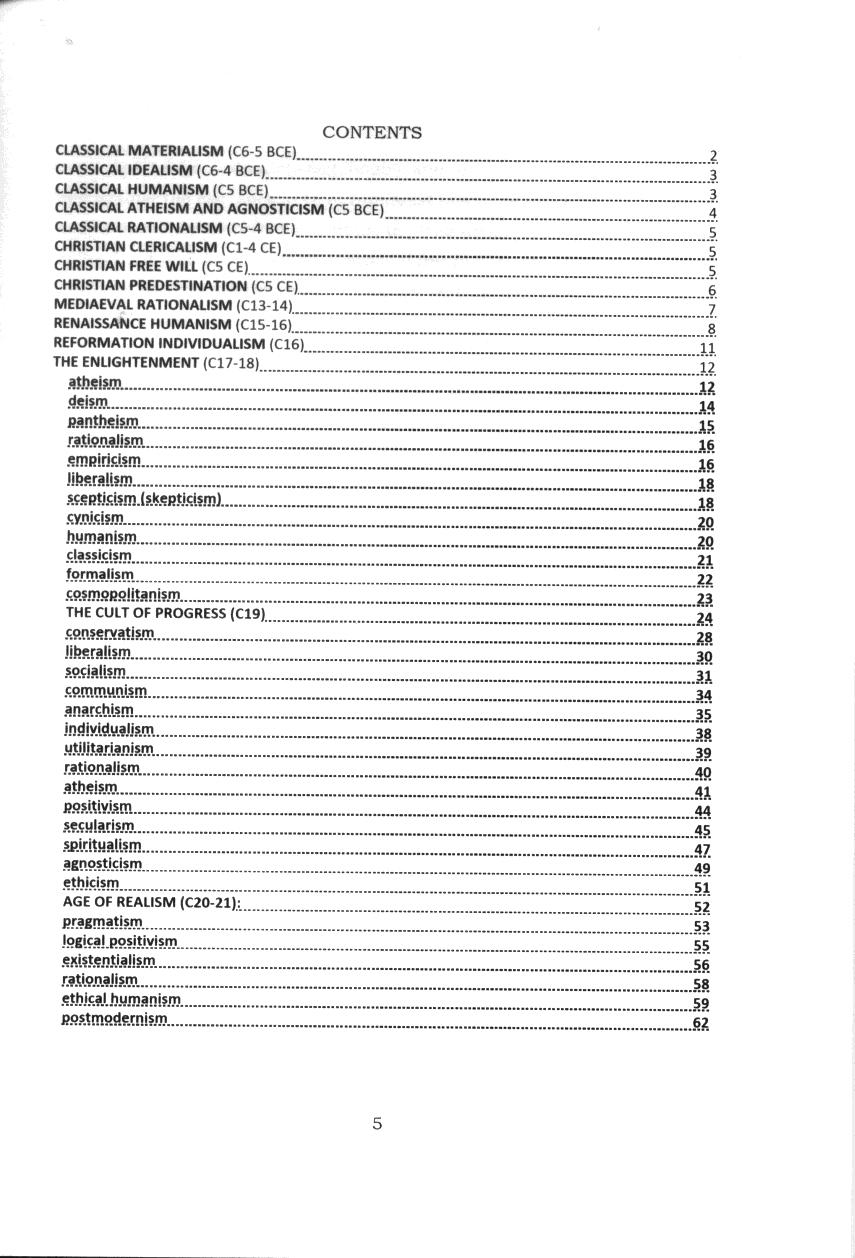 Table of contents.